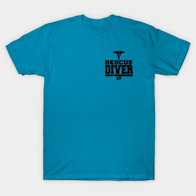 Rescue Diver (small logo - distressed) T-Shirt by TCP